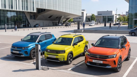 Contrairement à la France, ces trois modèles n'auront pas besoin d'être 100 % électriques pour être éligibles au leasing social italien. © L'Automobile Magazine/Image générée par IA
